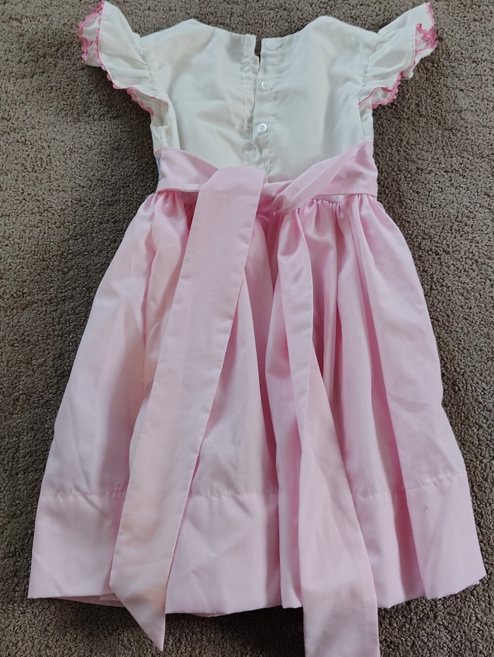 Baby Girls Smocked Sundress With Ric Rac Sleeves - Picture 4 of 6